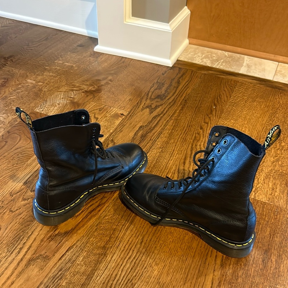 Dr. Martens Women's 1490 Virginia Black Leather 10-Eye Mid-Calf Boots-WORN 2x’s!